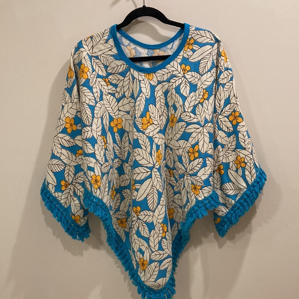 Vintage Poncho with Fringe Handmade